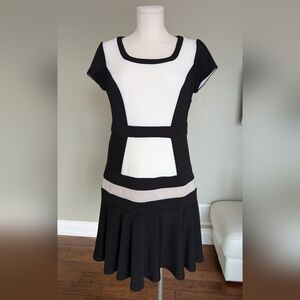 Laura Women’s Black White Dress Colorblock Fit And Flare Office Size 8